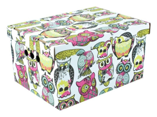 Dekorativní kartonová krabi SOVY A4, úložný box s víkem, vel. 33x25x18cm PROMOCE