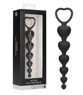 Análny kolík, kuličky z silikonu, nevibrační Anal Heart Beads - Black