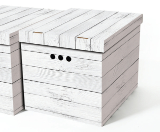 Dekorativní kartonová krabička BÍLÁ DESKA XL, úložný box s víkem, 42x32x32cm