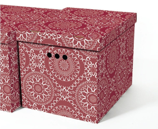 Dekorativní kartonová krabička MAROKO BORDÓ XL, úložný box s víkem 42x32x32cm