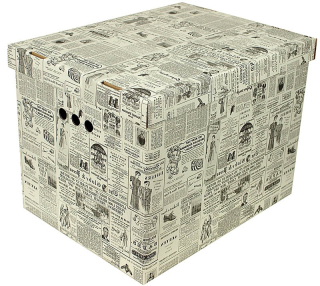 Dekorativní kartonová krabička NOVINY XL, úložný box s víkem, vel. 42x32x32cm