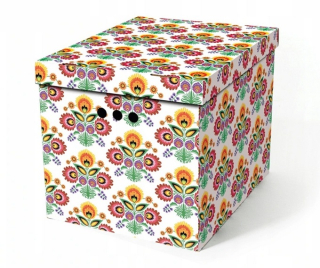 Dekorativní kartonová krabička KVĚTINY LOWICZ XL, úložný box s víkem 42x32x32cm