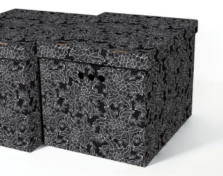 Dekorativní kartonová krabička ČERNÁ KRAJKA XL úložný box, velikost 42x32x32cm
