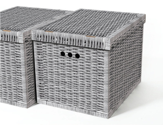 Dekorativní kartonová krabička ŠEDÉ PROUTÍ XL, úložný box s víkem 42x32x32cm