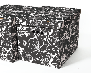 Dekorativní kartonová krabička ČERNÉ MÁKY, SLÉZ XL úložný box, vel. 42x32x32cm