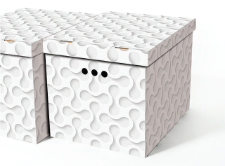 Dekorativní kartonová krabička BÍLÁ VLNA XL úložný box, velikost 42x32x32cm