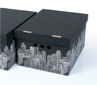 Dekorativní kartonová krabička CITY MĚSTO A4 úložný box, velikost 33x25x18cm