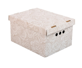 Dekorativní kartonová krabička RŮŽE KVĚTINY A4 úložný box, velikost 33x25x18cm