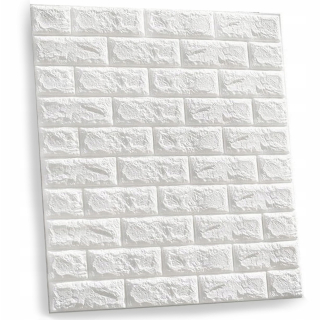 SAMOLEPICÍ PANELY, 3D cihlové tapety - 1x kus 77 cm x 70 cm (0,54 m2) bílá cihla