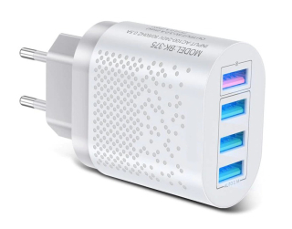 QUICK CHARGE 3.0 síťová nabíječka, rychlé nabíjení telefonů 4 USB PORTS 48W bila