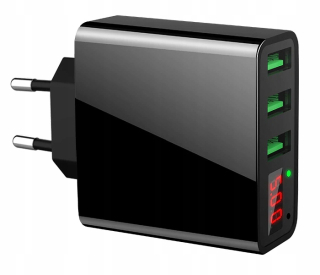 Síťová nabíječka pro rychlé nabíjení telefonů, 3 USB PORTS s mikroamperometrem