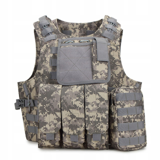 Vojenská taktická ochranná vesta - molle system, survival přežití cp camouflage