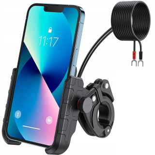 Motocyklový držák na telefon s nabíječkou usb 12/24v + usb kabel 20cm