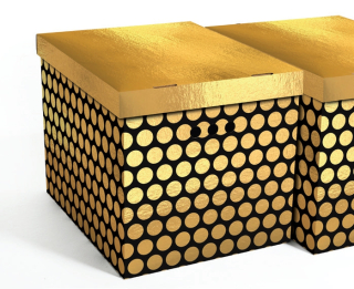 Dekorativní kartonová krabička ZLATÉ TEČKY XL úložný box, velikost 42x32x32cm