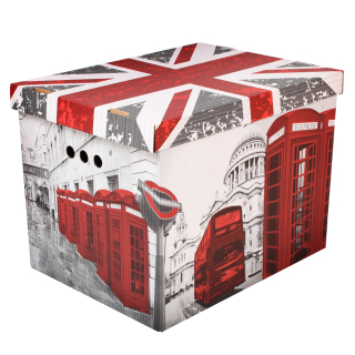 Dekorativní kartonová krabička LONDÝN XL úložný box, velikost 42x32x32cm