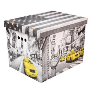 Dekorativní kartonová krabička NEW YORK XL úložný box, velikost 42x32x32cm