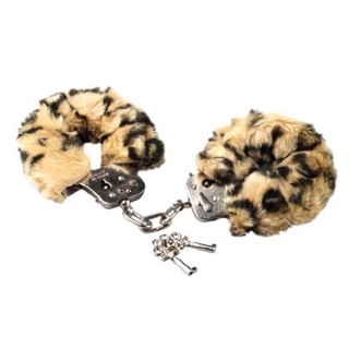 Pouta s měkkým lemovánim, dva klíče, barva leopard METAL HANDCUFF